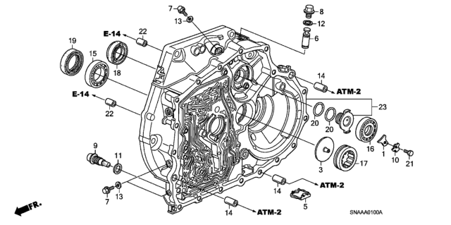 2009 Honda Civic AT Torque Converter Case Diagram