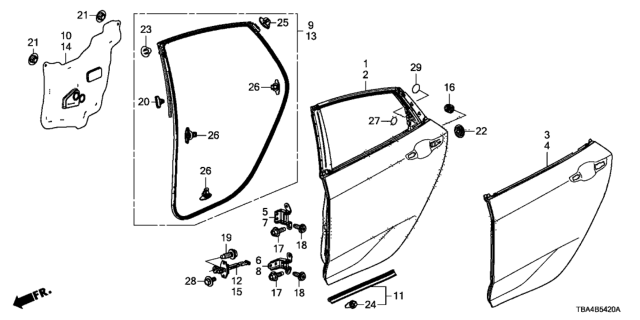 2016 Honda Civic Panel, L. RR. Door (DOT) Diagram for 67550-TBA-A00ZZ