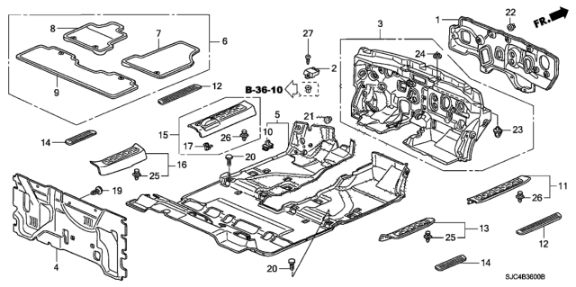 2007 Honda Ridgeline Floor Mat, R. FR. *G65L* (TU GREEN) Diagram for 83601-SJC-A01ZA