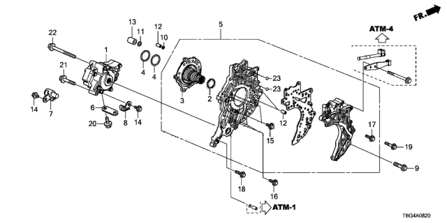 2019 Honda Civic 2 Door EX (TURBO) KL CVT AT Oil Pump - Stator Shaft Diagram