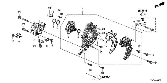 2017 Honda Civic AT Oil Pump - Stator Shaft Diagram