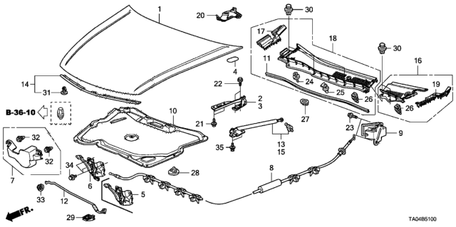 2009 Honda Accord Hood, Engine (DOT) Diagram for 60100-TA6-A91ZZ