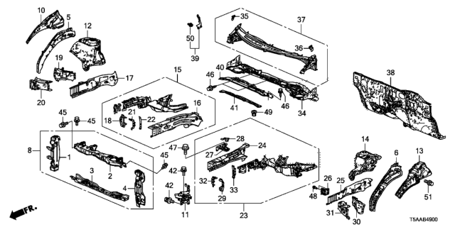 2020 Honda Fit Crossmember Set, Front Bulkhead (Lower) Diagram for 04603-T5R-A50ZZ
