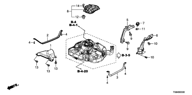 2012 Honda Civic Cover, Fuel Filler Pipe Diagram for 17668-TR0-A00