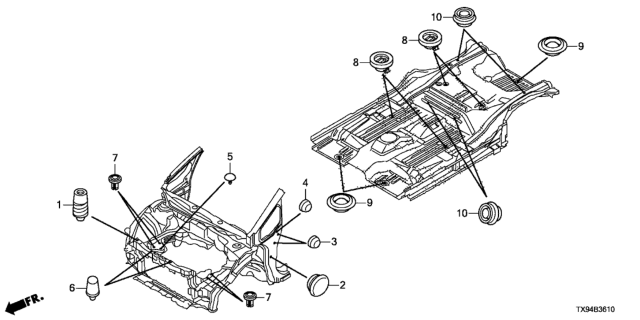 2013 Honda Fit EV 5 Door STD KL 1AT Grommet (Front) Diagram