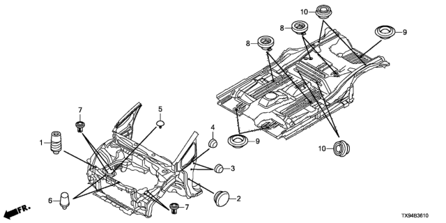 2013 Honda Fit EV Grommet (Front) Diagram