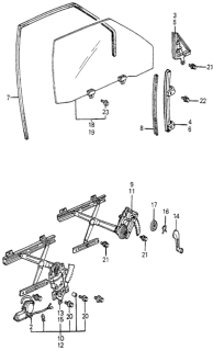 1983 Honda Accord Regulator, Right Front Door Diagram for 75310-SA6-003