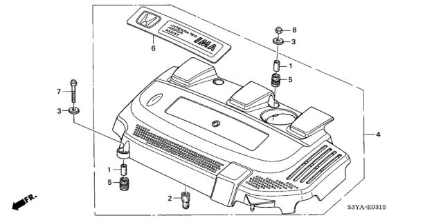 2006 Honda Insight Nut, Cap (6MM) Diagram for 94021-06070-0S