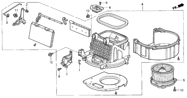 1998 Honda Odyssey 5 Door LX (6 SEATS) KA 4AT Heater Blower Diagram