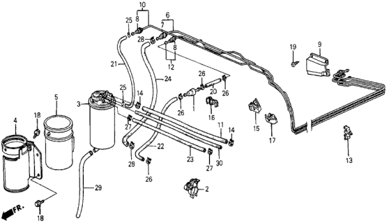 1986 Honda Civic Clip, Fuel Pipe Diagram for 90780-SB2-003