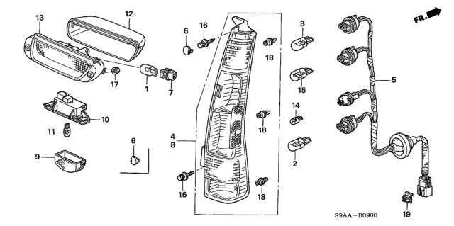 2006 Honda CR-V 5 Door SE KA 5AT Taillight - License Light Diagram