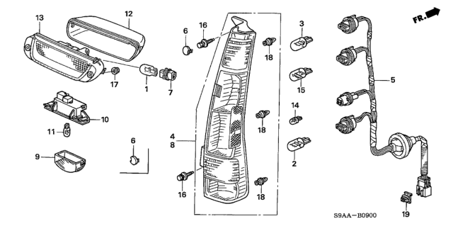 2006 Honda CR-V Taillight - License Light Diagram