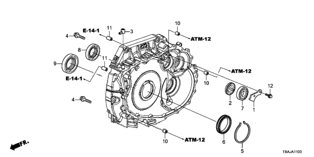 2019 Honda Civic 4 Door LX (HCM ENGINE/HDM CVT) KL CVT AT Torque Converter Case Components Diagram
