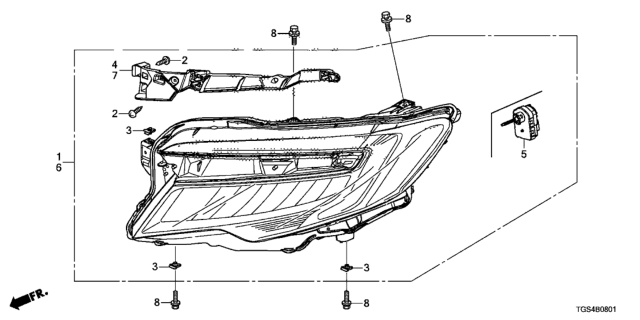 2021 Honda Passport 5 Door ELITE (AWD) KA 9AT Headlight Diagram