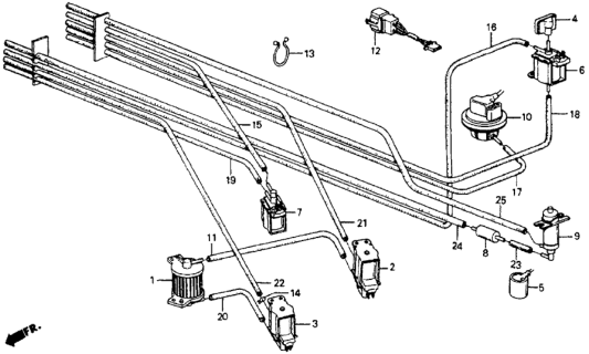 1987 Honda CRX 2 Door HF KA 5MT MT No. 2 Tubing Diagram