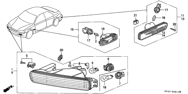 1995 Honda Accord Lamp Unit, L. Diagram for 33352-SV4-A01