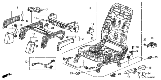 2014 Honda Ridgeline Front Seat Components (Driver Side) (Manual Height) Diagram