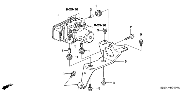 2005 Honda Accord Modulator Assembly Diagram for 57110-SDA-A73