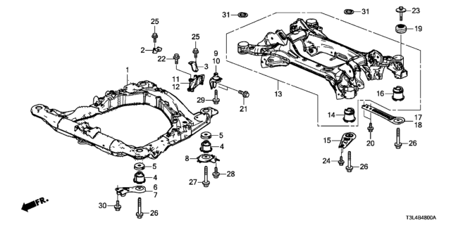 2015 Honda Accord Front Sub Frame - Rear Beam Diagram