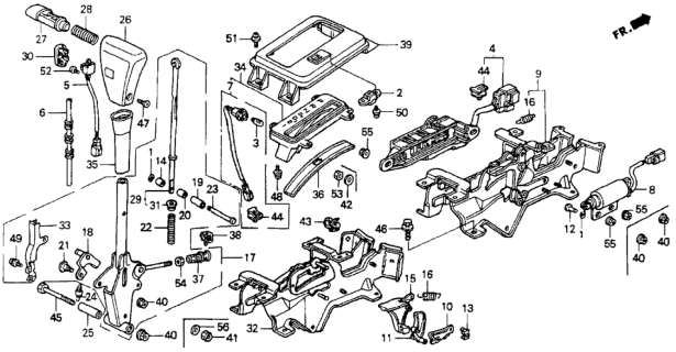 1993 Honda Accord 2 Door LX KA 4AT Select Lever Diagram