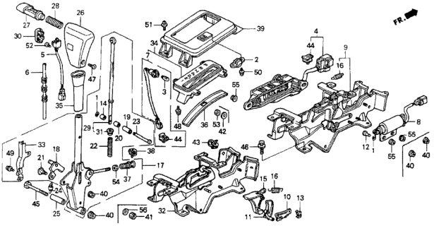 1990 Honda Accord Plate, Select Lever Knob *NH167L* (GRAPHITE BLACK) Diagram for 54139-SM4-932ZA