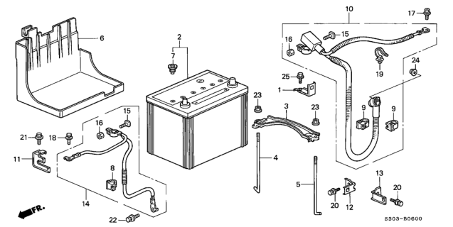 1998 Honda Prelude 2 Door BASE KA 5MT Battery Diagram