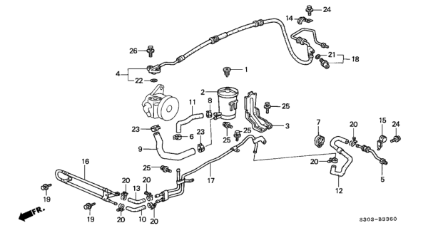 2000 Honda Prelude P.S. Hoses - Pipes Diagram