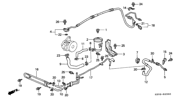 1999 Honda Prelude Hose, Feed Diagram for 53713-S30-A52