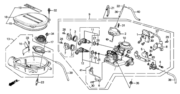 1991 Honda CRX Body Sub-Assembly Set, Throttle Diagram for 16401-PM5-A00