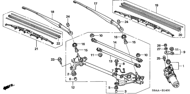 2006 Honda CR-V 5 Door SE KA 5AT Front Windshield Wiper Diagram