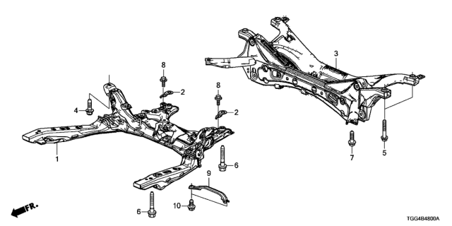 2020 Honda Civic Front Sub Frame - Rear Beam Diagram
