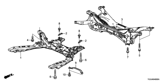 2019 Honda Civic Sub-Frame, Front Diagram for 50200-TGH-A02