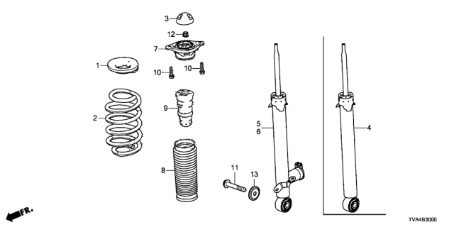 2021 Honda Accord Spring, Rear Diagram for 52441-TVA-A03