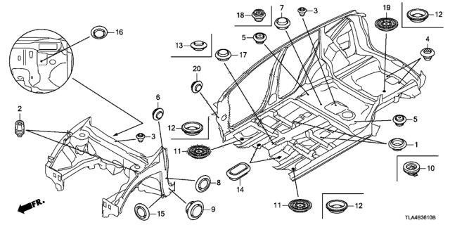 2018 Honda CR-V 5 Door 24LX (AWD/INDIANA) KA CVT Grommet (Front) Diagram