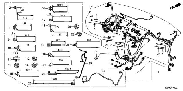 2017 Honda Pilot Wire Harn, Inst Diagram for 32117-TG7-A02