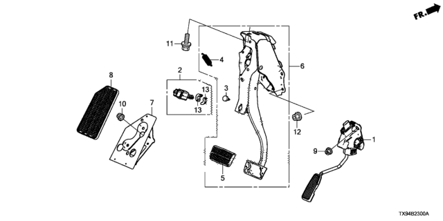 2014 Honda Fit EV 5 Door STD KL 1AT Pedal Diagram