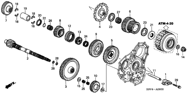 2004 Honda Pilot 5 Door EXL (RES) KA 5AT AT Countershaft Diagram