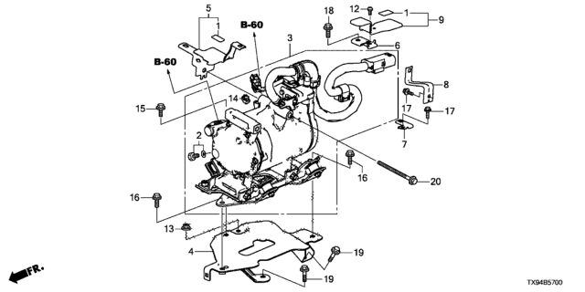 2013 Honda Fit EV Stay, Compressor High Voltage Connecting Cover Diagram for 38866-TX9-A00