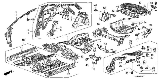 2011 Honda Accord Patch A, L. RR. Frame Diagram for 65695-TA0-A00ZZ