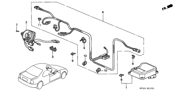 1995 Honda Accord 2 Door LX (ABS) KA 4AT SRS Unit Diagram