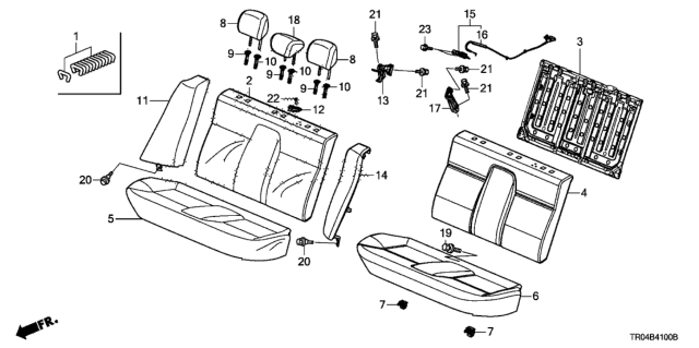 2012 Honda Civic Cover, Rear Seat-Back Trim (Pale Moss Gray) Diagram for 82121-TR0-A21ZA