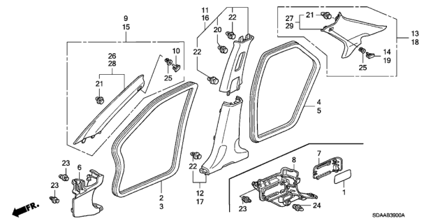 2007 Honda Accord Pillar Garnish Diagram