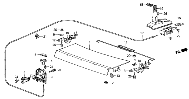 1984 Honda Civic 4 Door GL KA 5MT Trunk Lid Diagram