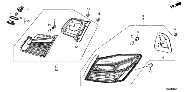 2017 Honda Accord Hybrid Light Assy., L Lid Diagram for 34155-T2A-A31