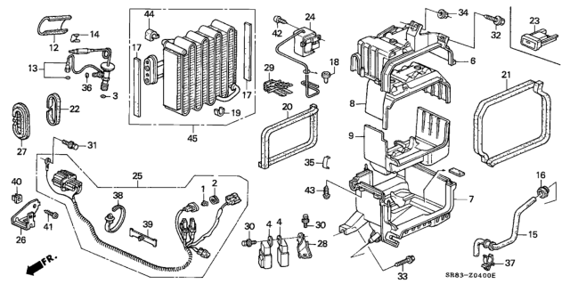 1993 Honda Civic 2 Door EX-S KA 5MT A/C Unit Diagram