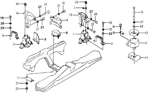 1978 Honda Accord 3 Door STD KH HMT Engine Mount Diagram