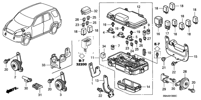 2005 Honda CR-V Control Unit (Engine Room) Diagram