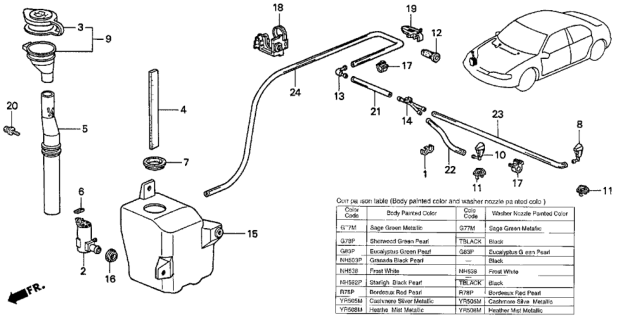 1995 Honda Accord Nozzle Assembly, Driver Side Windshield Washer (Cashmere Silver Metallic) Diagram for 76810-SV7-A02ZF