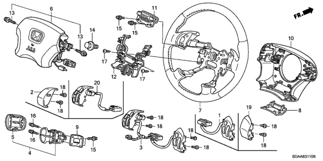 2007 Honda Accord Module, Driver (Taupe) Diagram for 77810-SDA-L20ZB