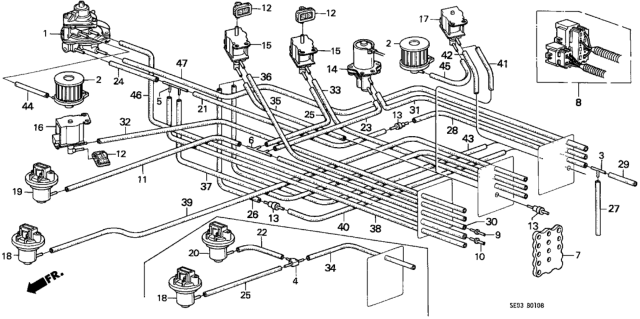 1987 Honda Accord Switch Assy., Vacuum (B-80) Diagram for 36183-PH4-661